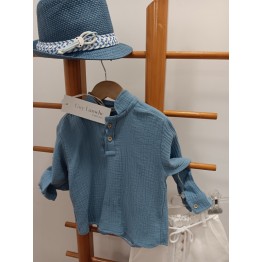 Guy Laroshe Σετ βάπτισης Σιέλ Πουκάμισο με Λευκό Παντελόνι 